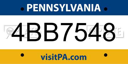 4BB7548 Pennsylvania License Plate