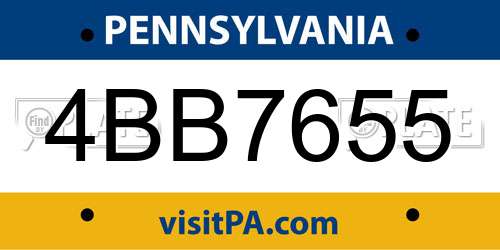 4BB7655 Pennsylvania License Plate