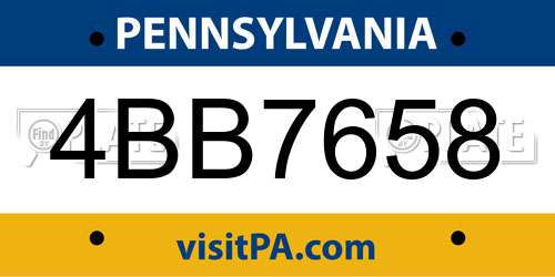 4BB7658 Pennsylvania License Plate