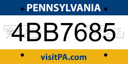4BB7685 Pennsylvania License Plate
