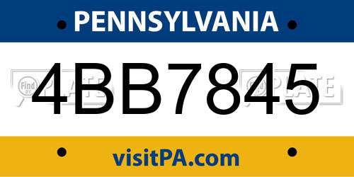 4BB7845 Pennsylvania License Plate
