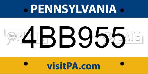 4BB955 Pennsylvania License Plate