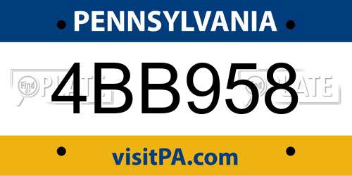4BB958 Pennsylvania License Plate