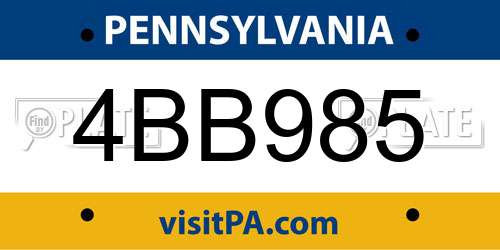 4BB985 Pennsylvania License Plate