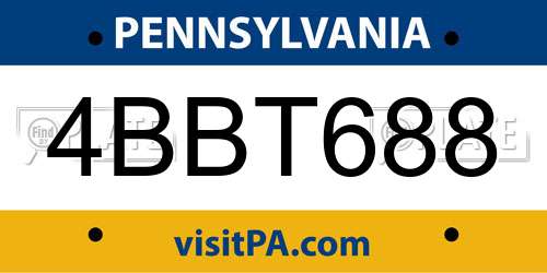 4BBT688 Pennsylvania License Plate