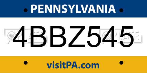 4BBZ545 Pennsylvania License Plate