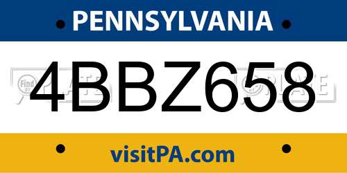 4BBZ658 Pennsylvania License Plate