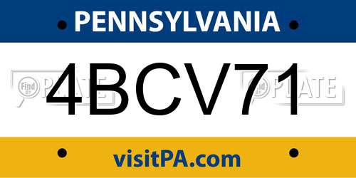 4BCV71 Pennsylvania License Plate