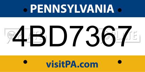 4BD7367 Pennsylvania License Plate