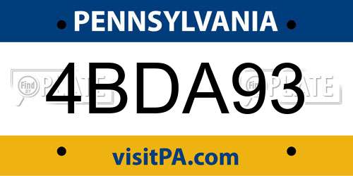 4BDA93 Pennsylvania License Plate