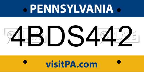 4BDS442 Pennsylvania License Plate