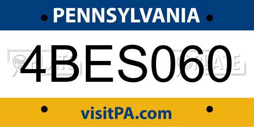 4BES060 Pennsylvania License Plate