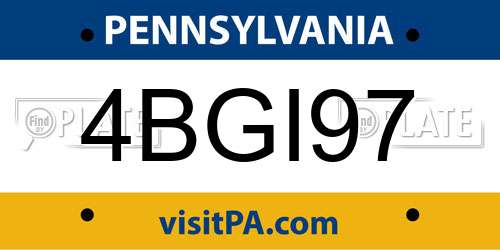 4BGI97 Pennsylvania License Plate