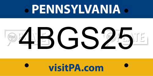 4BGS25 Pennsylvania License Plate