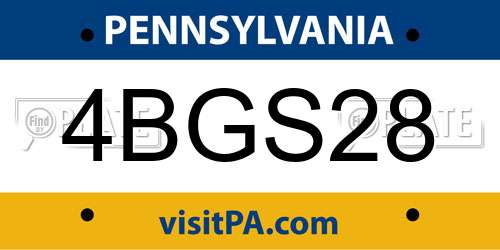 4BGS28 Pennsylvania License Plate