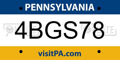 4BGS78 Pennsylvania License Plate