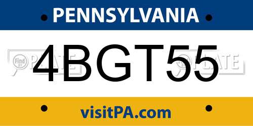 4BGT55 Pennsylvania License Plate
