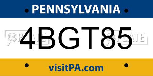 4BGT85 Pennsylvania License Plate