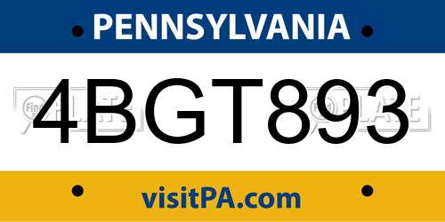 4BGT893 Pennsylvania License Plate