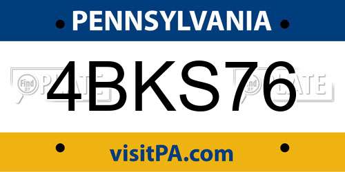4BKS76 Pennsylvania License Plate