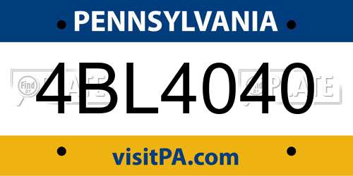 4BL4040 Pennsylvania License Plate