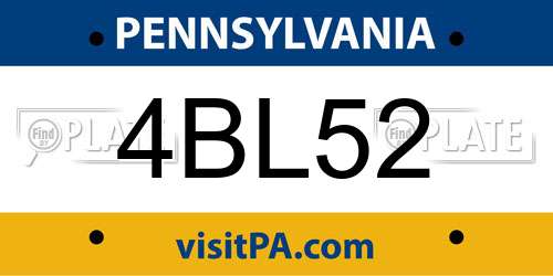 4BL52 Pennsylvania License Plate