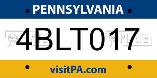 4BLT017 Pennsylvania License Plate