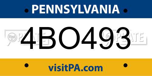 4BO493 Pennsylvania License Plate