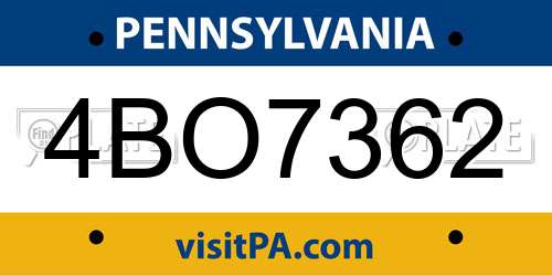 4BO7362 Pennsylvania License Plate