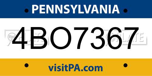 4BO7367 Pennsylvania License Plate