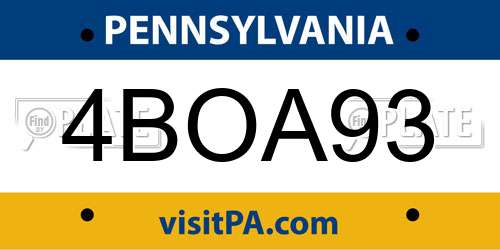 4BOA93 Pennsylvania License Plate