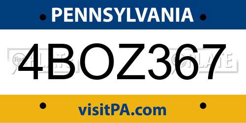 4BOZ367 Pennsylvania License Plate