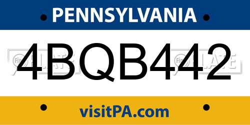 4BQB442 Pennsylvania License Plate