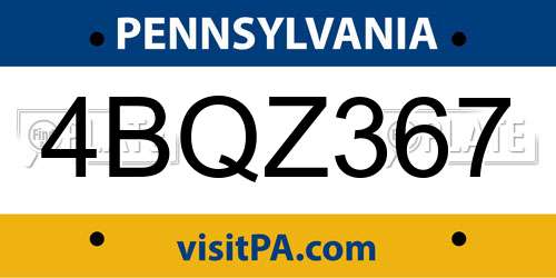 4BQZ367 Pennsylvania License Plate