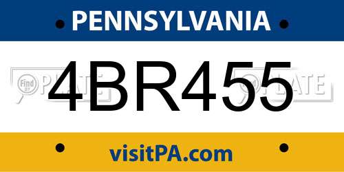 4BR455 Pennsylvania License Plate