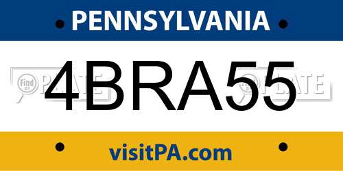 4BRA55 Pennsylvania License Plate