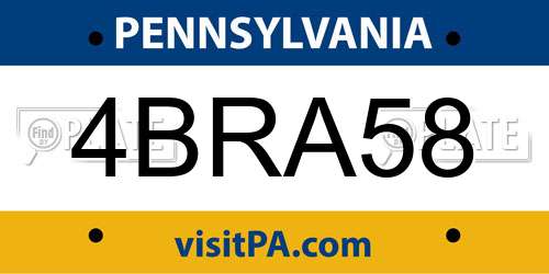 4BRA58 Pennsylvania License Plate