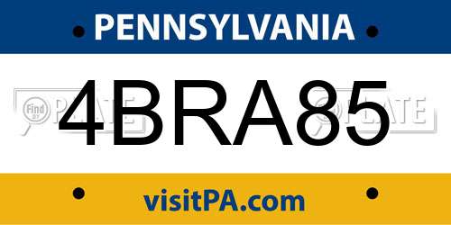 4BRA85 Pennsylvania License Plate
