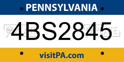 4BS2845 Pennsylvania License Plate