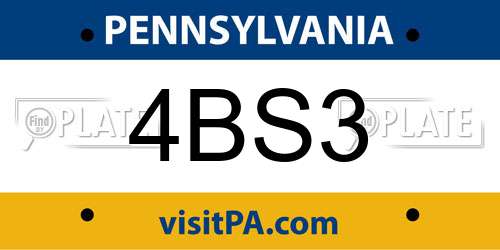 4BS3 Pennsylvania License Plate