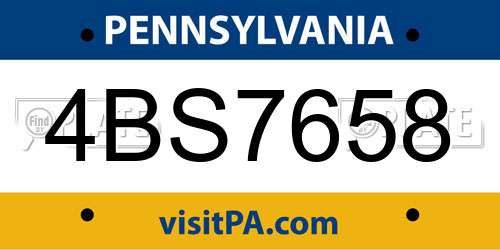 4BS7658 Pennsylvania License Plate