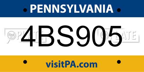 4BS905 Pennsylvania License Plate