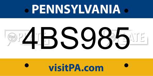 4BS985 Pennsylvania License Plate