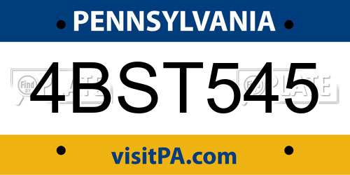 4BST545 Pennsylvania License Plate