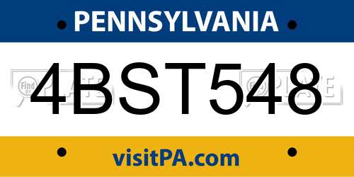 4BST548 Pennsylvania License Plate