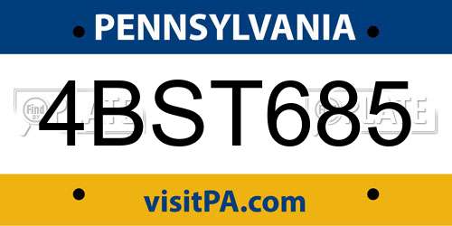 4BST685 Pennsylvania License Plate