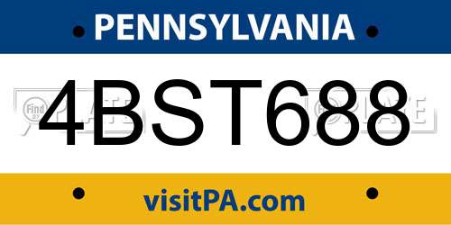 4BST688 Pennsylvania License Plate