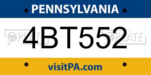 4BT552 Pennsylvania License Plate