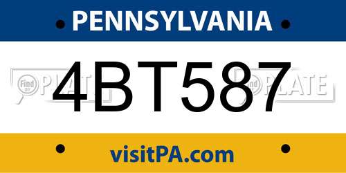 4BT587 Pennsylvania License Plate