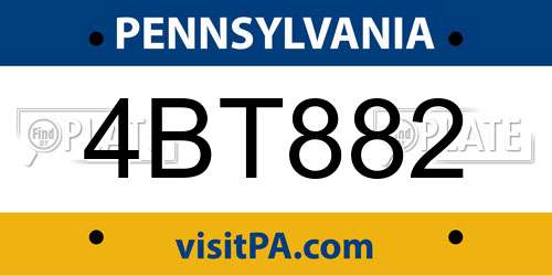 4BT882 Pennsylvania License Plate